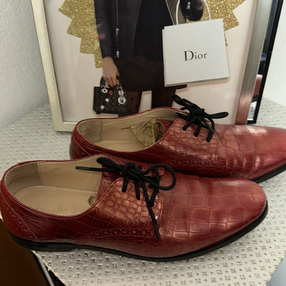 Cole Hann Women's Bresyln Oxford in Red Gold Metalic Croc - Picture 2 of 8